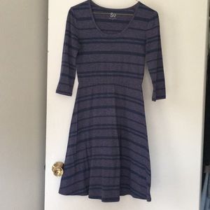3/4 sleeve casual stripped dress